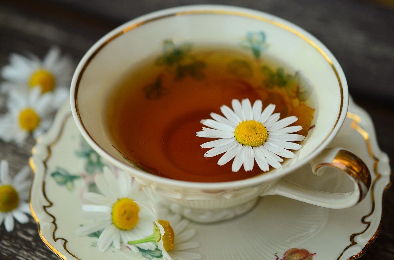 chamomile tea in a cup